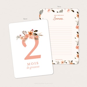 Cartes étapes grossesse fleuries, avec couronne et fleurs façon aquarelle - 20 cartes à photographier ! - EVA image 8