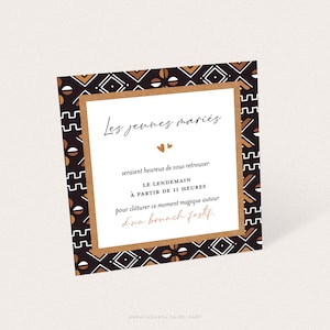 African wedding invitation card with bogolan pattern