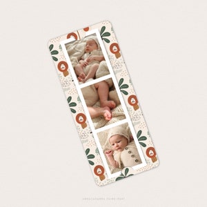 Lions and palm trees birth announcement for boys, Safari themed photo booth birth announcement for boys, Bookmark format birth announcement for boys - LEO