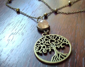 Collier arbre de vie & perle de citrine