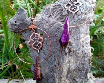 boucles d'oreilles Infini et pointe de titane violet