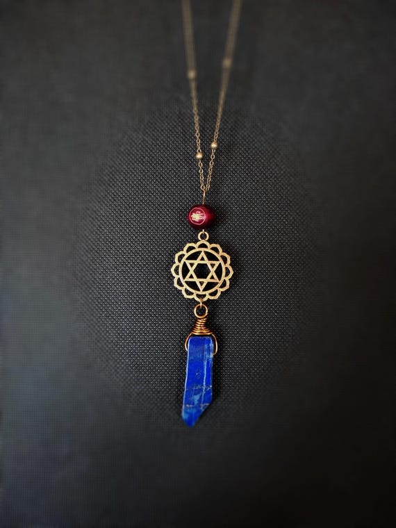 Collier pointe de Lapis Lazuli et 4ème chakra