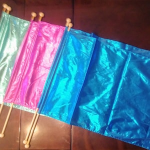 Tissue Lame Worship Flags Set of 2, praise flags, dance flags, worship flags