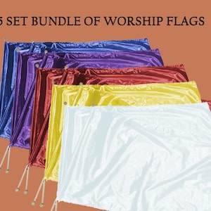 Worship Flags Bundle 5 Sets of 2, Satin Warfare Sound, Silk Flags, Dance Flags, Praise Flags, Prayer Flags