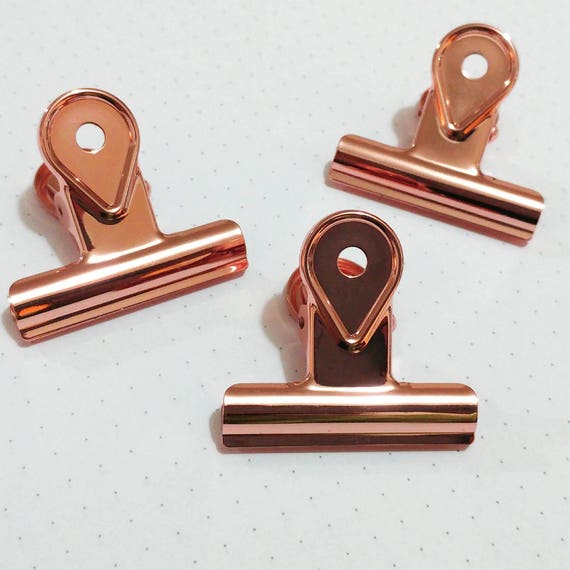 Rose Gold Binder Clips Boston Clips Vintage Clip Paper Etsy