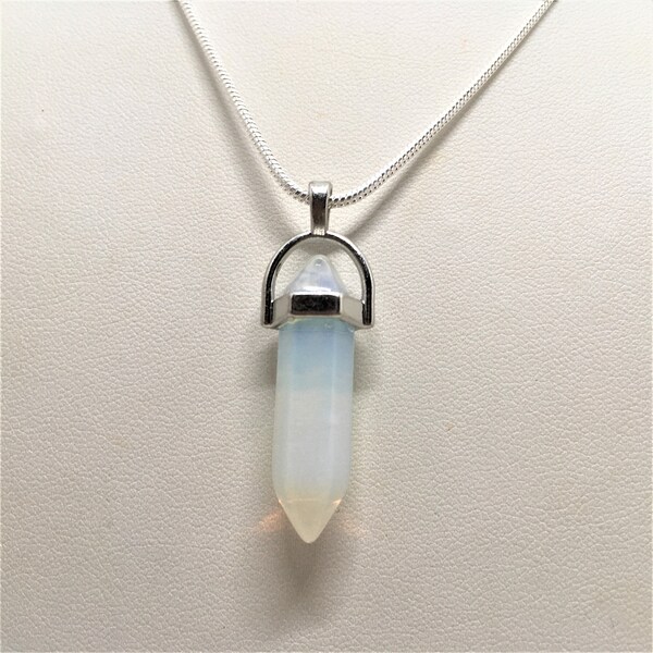 Moonstone Point pendant on 925 silver plated chain or black cord 45/50cm Men women