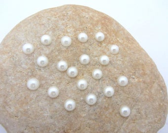 Lot de 20 demi perles nacrées, cabochon en résine à coller 0,7 cm