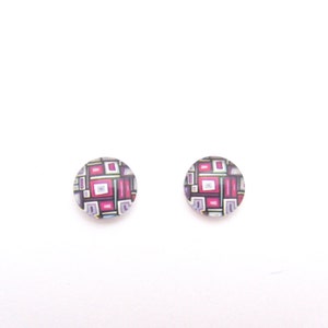 Lot de deux Cabochons en verre illustrés rond 12mm à coller
