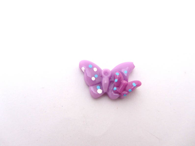 Lot of 3 half beads to stick purple butterfly resin butterfly little butterfly