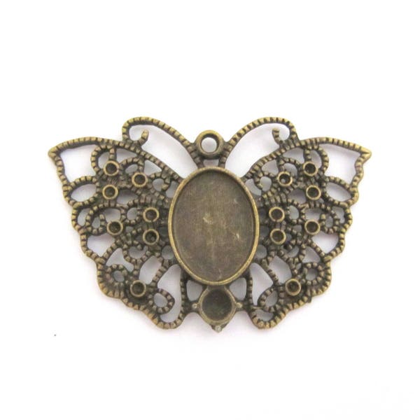 One cabochon support butterfly oval 10x14,bronze support,butterfly support,cabochon support 10x14