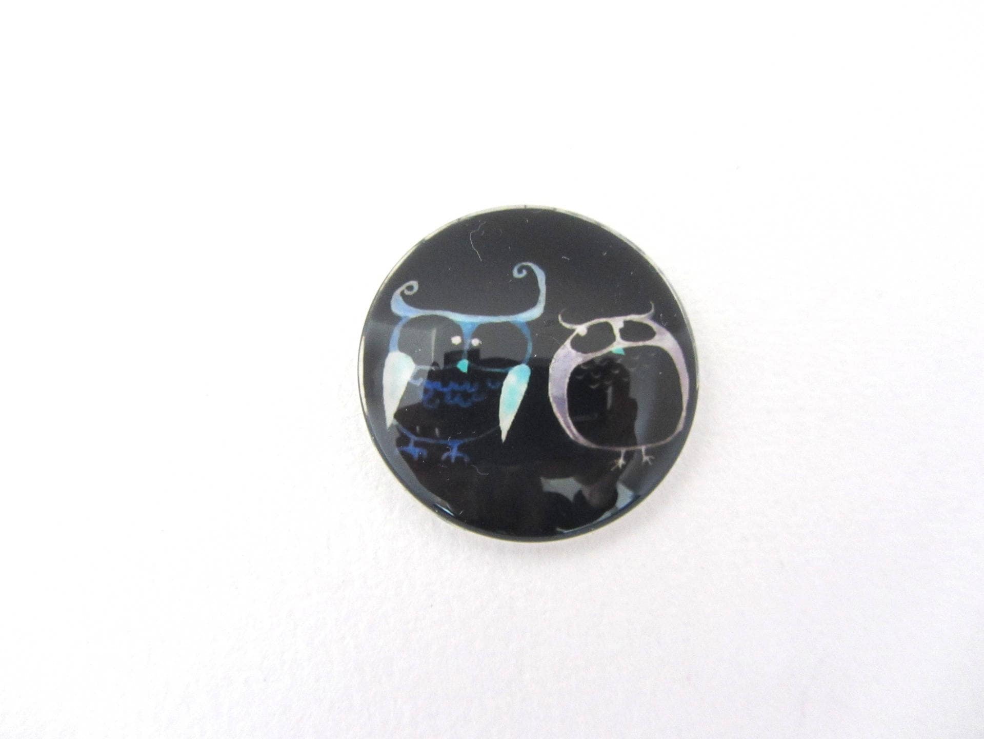 Cabochon en verre illustré rond 25mm hiboux à coller
