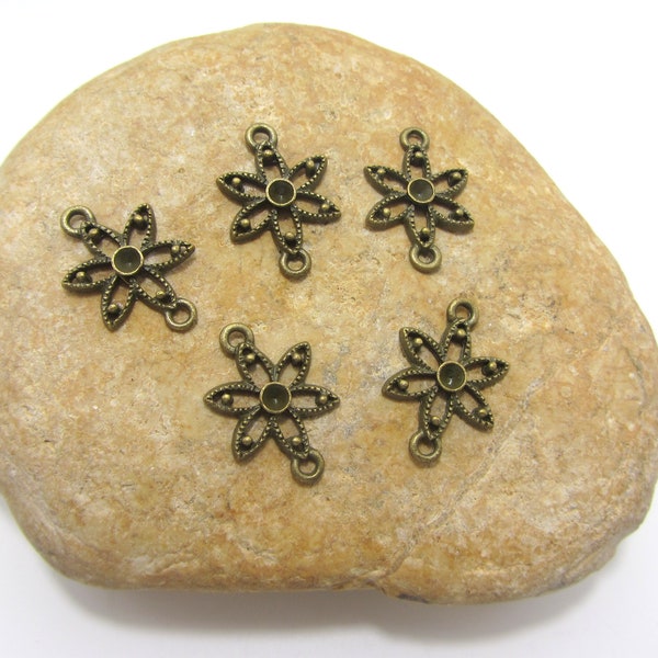 Lot de 5 connecteurs bronze fleurs