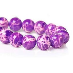 Set of 10 purple round glass beads