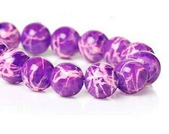 Lot de 10 perles en verre rondes violettes