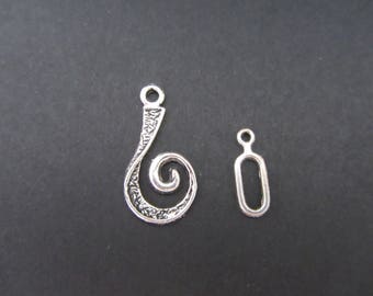 Fermoir Toggle en forme de spirale couleur argent