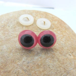 Two round eyes of colors pink red for cuddly toy image 1