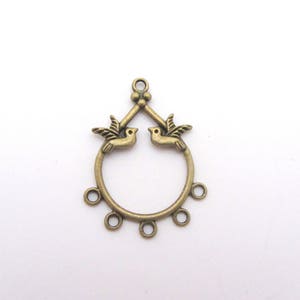 Große Anhänger, Stecker mit kleinen Vögel in bronze