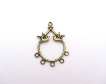 Large pendant, bronze connector with small birds