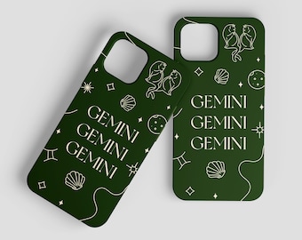 Gemini Zodiac Celestial Aesthetic Green Phone Case