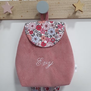 Sac à dos enfant personnalisable en velours côtelé brodé