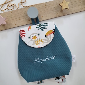 Sac à dos enfant personnalisable en velours côtelé brodé