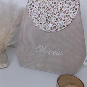 Sac à dos enfant personnalisable en velours côtelé brodé