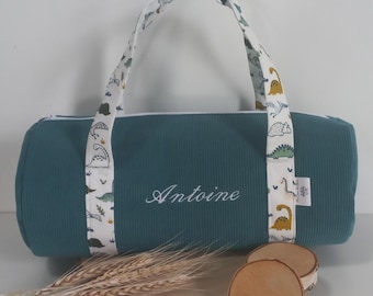 Customizable embroidered duffel bag, corduroy children's bag
