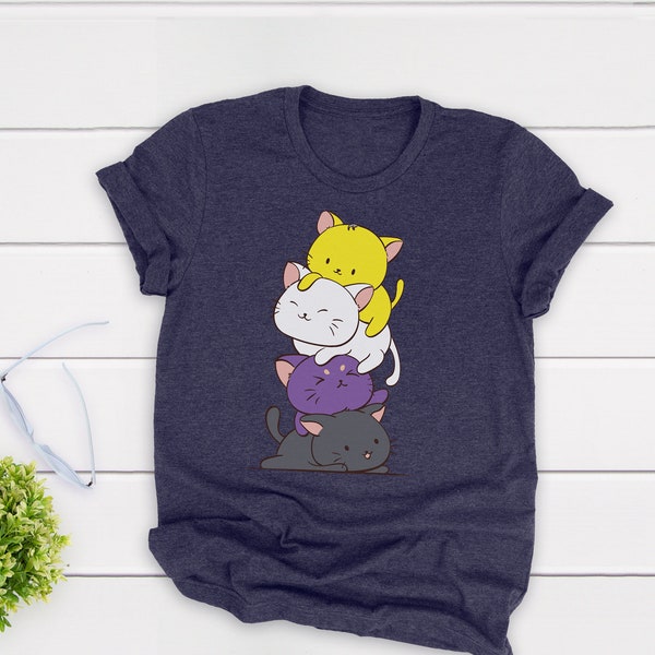Cute Non Binary Shirt - Aesthetic Harajuku Kawaii Clothing for Nonbinary Gender and Genderqueer Cat Lovers