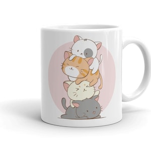 Cute Mugs - Kawaii Cat Ceramic Coffee Cup / Cat Lover Gift - Adorable Pastel Kittens Anime Coffee Mug