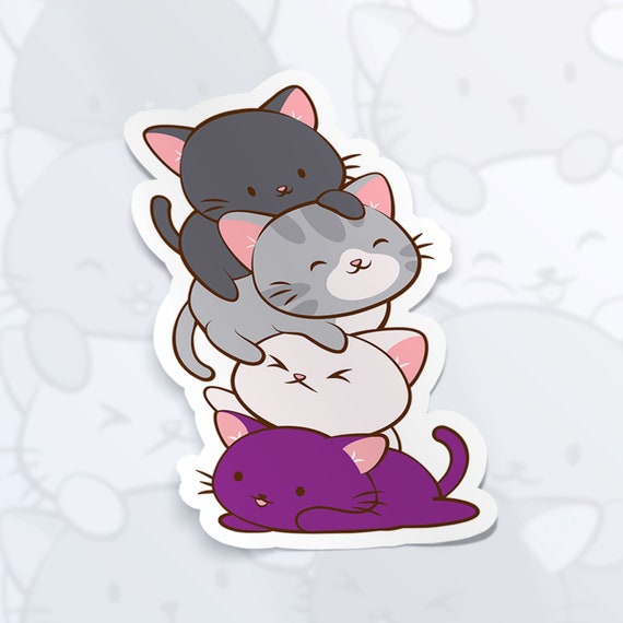 Kawaii Cats Anime Asexual Sticker Kiss Cut Vinyl Stickers / - Etsy