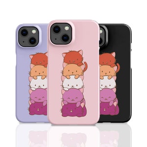 Kawaii Cat Lesbian Phone Case, iPhone Samsung Galaxy Google Pixel - Cute Aesthetic Phone Case, Subtle Pride LGBTQ Gifts for Women, Girls