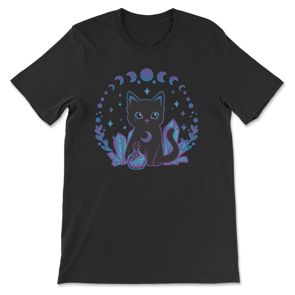 Crystal Alchemy Black Cat Kawaii Clothing Cute Witchy Cat - Etsy