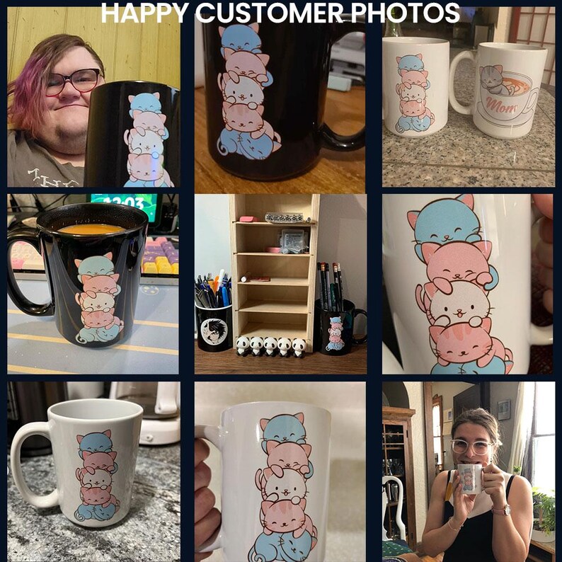 Transgender Pride Flag Kawaii Cats Cute Coffee Mug - Happy Customer Photo