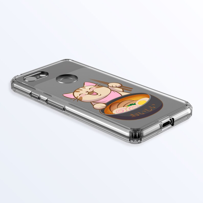 iPhone Samsung Galaxy Note 10 Google Pixel Huawei Cute Aesthetic Phone Case Clear Silicone Cover Japanese Ramen Cat Kawaii Phone Case