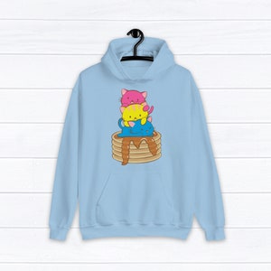 Pansexual Pride Kitty Cat Suéter - Sudadera con capucha Kawaii / Linda Estética Sutil LGBTQ+ Pan Pride Anime Sudadera de gran tamaño