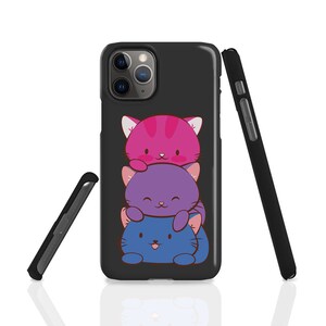 Subtle Bisexual Pride Cute Cat Phone Case, LGBT Bi Pride Aesthetic Kawaii Phone Case - Samsung Galaxy, iPhone Cell Phone Case