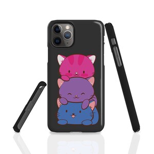 Bisexual Pride Kawaii Cat Phone Case - LGBTQ Subtle Pride Gifts - Cute Anime Aesthetic iPhone Case, Samsung Galaxy, Google Pixel