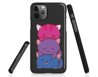 Subtle Bisexual Pride Cute Cat Phone Case, LGBT Bi Pride Aesthetic Kawaii Phone Case - Samsung Galaxy, iPhone Cell Phone Case