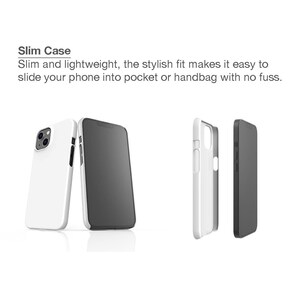 May include: A white phone case with a black phone case behind it. The phone cases are slim and lightweight. The text "Slim Case" is at the top of the image.