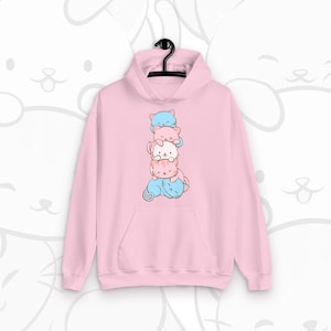 トランスジェンダープライドフラッグかわいい猫パーカー / LGBTQ微妙なプライドかわいい子猫アニメ美的かわいい服MTF、FTMトランス猫愛好家、