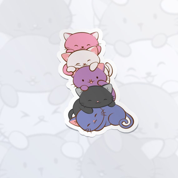 Cute Kawaii Cat Pile Stackable Cats Sticker