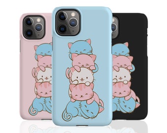 Transgender Pride Cats Kawaii Phone Case - iPhone 17 16 15 14 Samsung Galaxy S25 S24 S23 S22 - Subtle Trans Pride LGBTQ Aesthetic Phone Case
