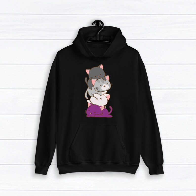 Asexual Pride Cats Anime Hoodie Cute Kitten Stack Kawaii | Etsy
