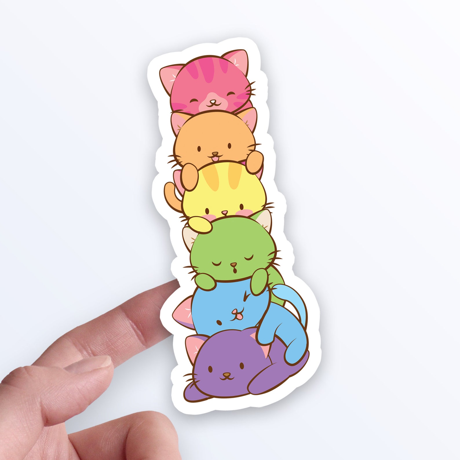 Cute Kawaii Cats Gay Pride Sticker Lgbtq Aesthetic Rainbow - Etsy