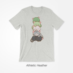 Cute Cats Kawaii Clothing Aromantic Pride T Shirt / Harajuku Aesthetic Clothing Aro Ace Cat Dad and Mom Gift Athletic Heather