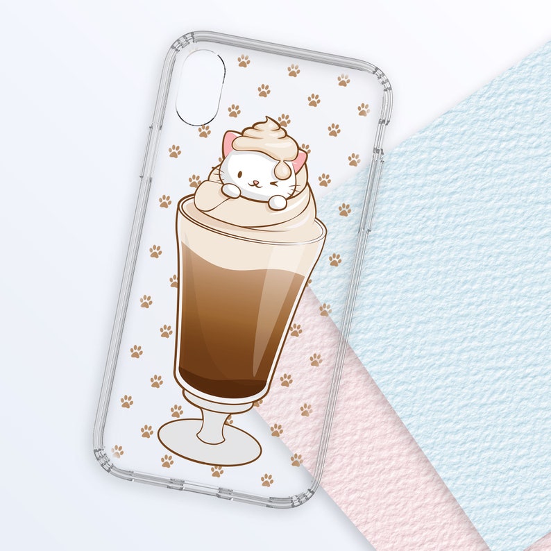 Mocha Coffee Cat in Whipped Cream Kawaii Phone Case Iphone Etsy