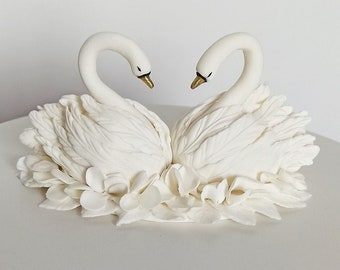 Topper for wedding Wedding Swans  pastetopper handmade swans Wedding cake Swans Pair of swans