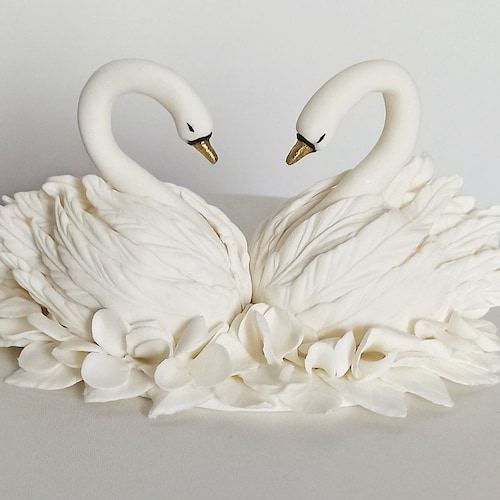 Topper for Wedding Wedding Swans Pastetopper Handmade Swans | Etsy