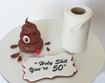 Holy Shit Cake Topper funny party topper Graduation Holy Shit You're 40 fondant Cake topper Birthday cake