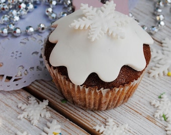 Lot de 15 décorations de Noël flocons de neige décoration de fête de Noël pour gâteau Biscuit biscuit blanc neige blanche neige